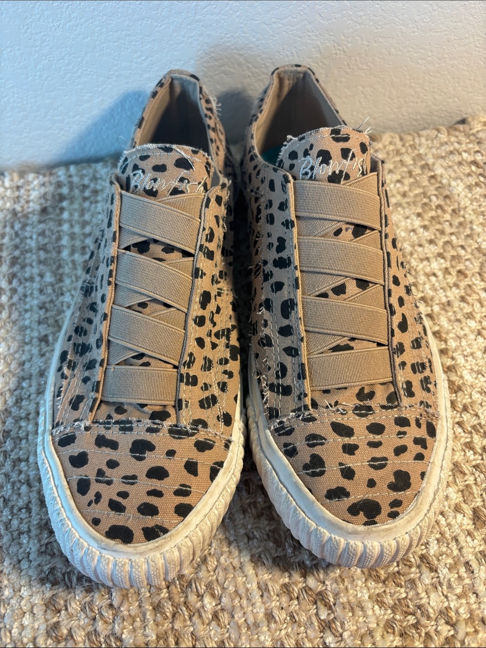 Blowfish Slip-On Sneakers in Tan and Black Leopard